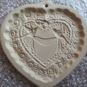 Vintage Brown Bag Cookie Art Mold Lace Doves Wedding Clay Art Crafts Bakeware